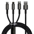 Cablu Baseus Tugsten Gold 3in1 (CAMLTWJ-01), USB to Type-C, Lightning, Micro-USB 3.5A, 1.5m, Negru