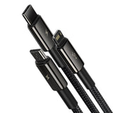 Cablu Baseus Tugsten Gold 3in1 (CAMLTWJ-01), USB to Type-C, Lightning, Micro-USB 3.5A, 1.5m, Negru