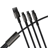 Cablu Baseus Tugsten Gold 3in1 (CAMLTWJ-01), USB to Type-C, Lightning, Micro-USB 3.5A, 1.5m, Negru
