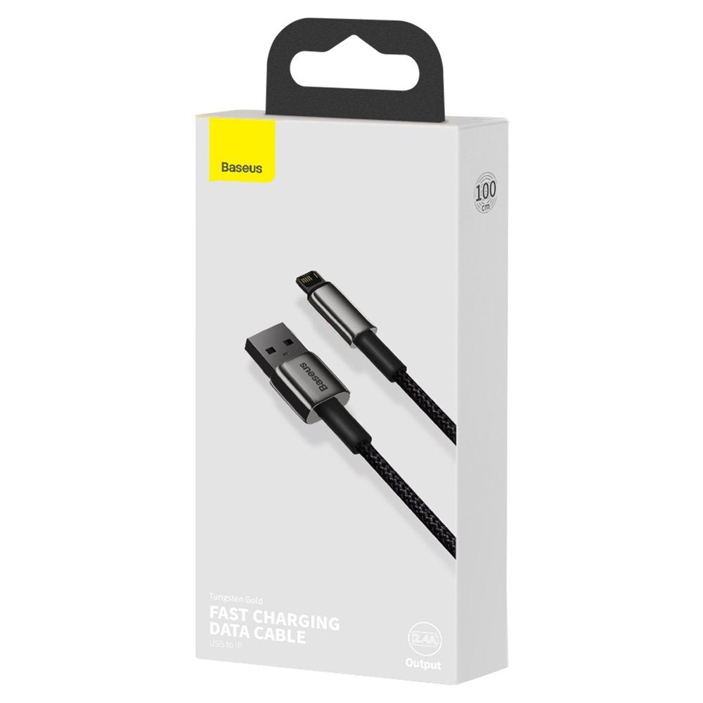 Cablu Baseus Tugsten Gold (CALWJ-01), USB to Lightning, 2.4A, 1m, Negru
