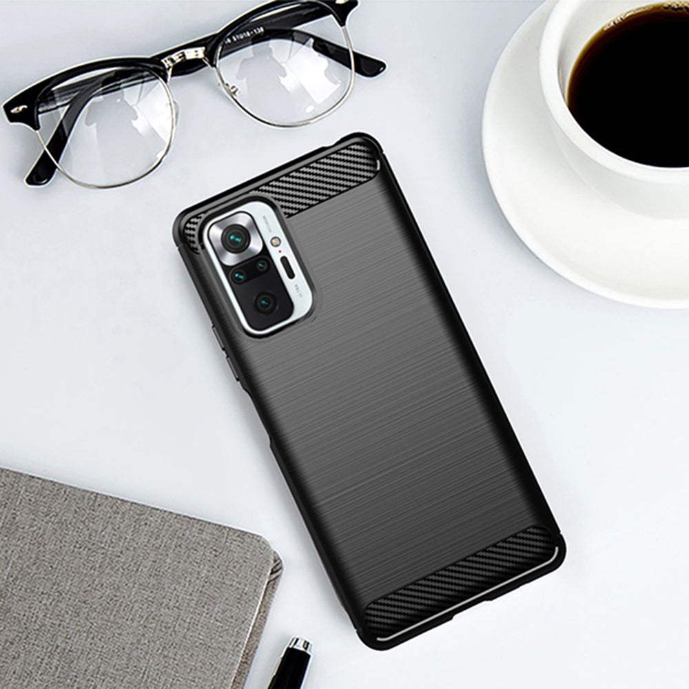 Husa de protectie Techsuit Carbon Silicone compatibil cu Xiaomi Redmi Note 10 Pro / Note 10 Pro Max, Negru