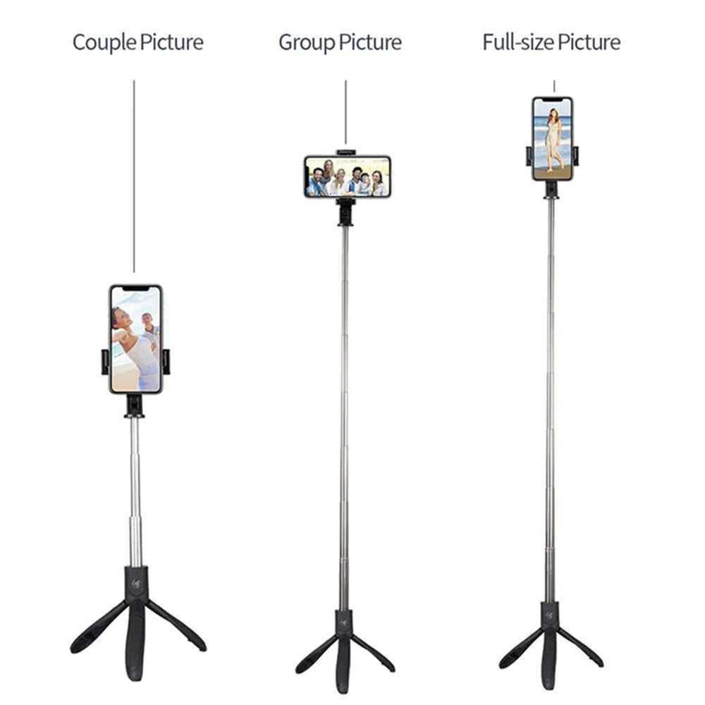 Suport Techsuit Selfie Stick (K06), Stable Tripod with Bluetooth Remote Control, Foldable, 360 Rotation, 70cm, Negru
