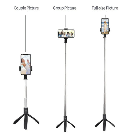 Suport Techsuit Selfie Stick (K06), Stable Tripod with Bluetooth Remote Control, Foldable, 360 Rotation, 70cm, Negru