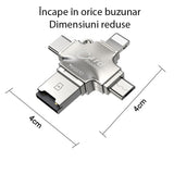 Adaptor Yesido Cititor Carduri (GS13), MicroSD USB / Type-C / Lightning / Micro-USB, Argintiu