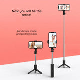 Suport Techsuit Mini Selfie Stick (L11), Stable Tripod with Bluetooth Self Timer, 360 Rotation, 73cm, Negru