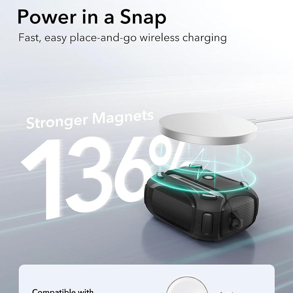 Casti ESR Cyber Magnetic Lock Case HaloLock, Apple AirPods Pro 1 / 2, Negru