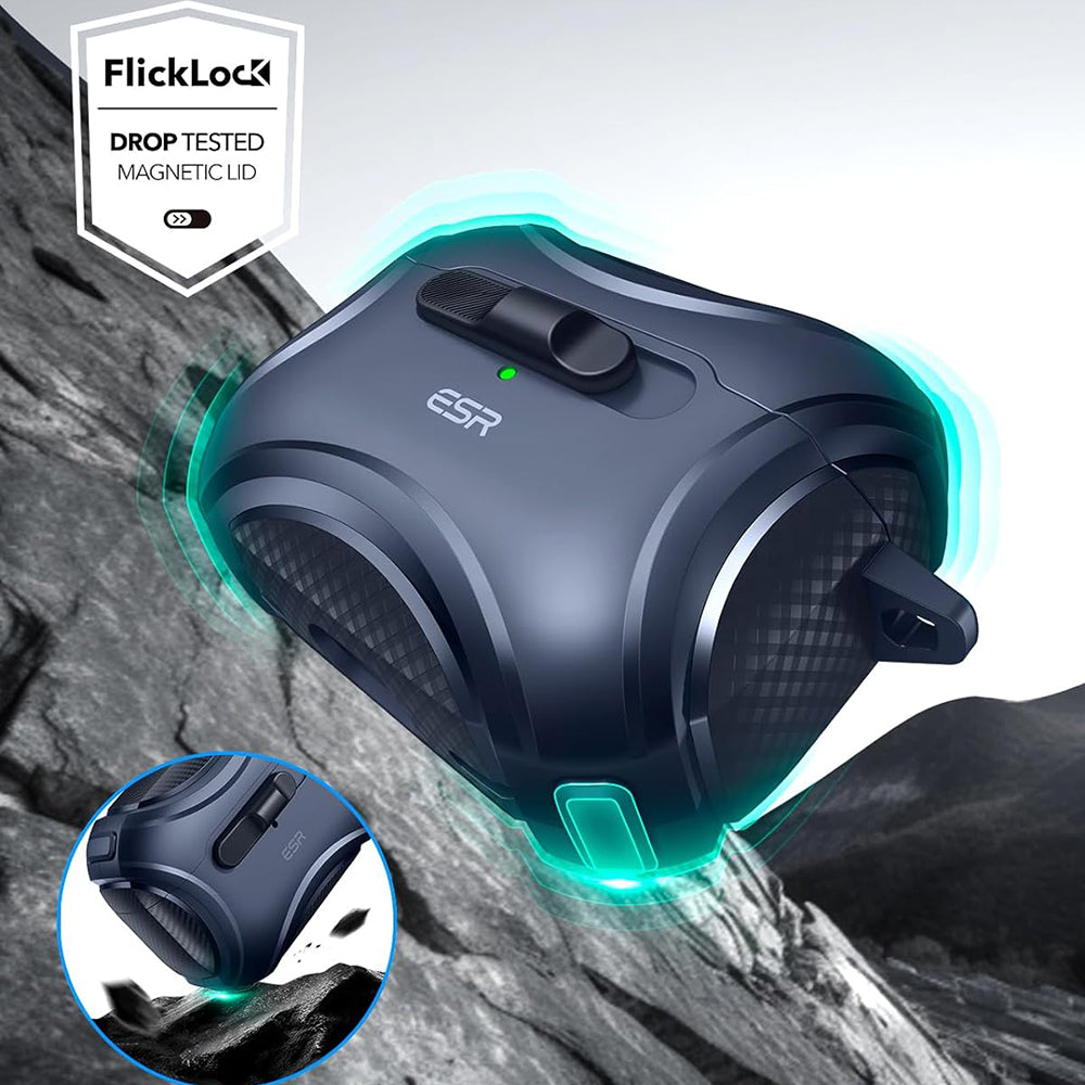 Casti ESR Cyber Magnetic Lock Case HaloLock, Apple AirPods Pro 1 / 2, Albastru