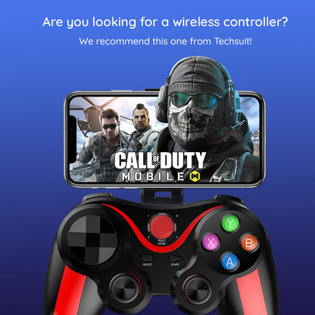 Accesoriu gaming Techsuit Wireless Controller (V13), Bluetooth V4.0, 2.4G, 400mAh, Universal, Rosu