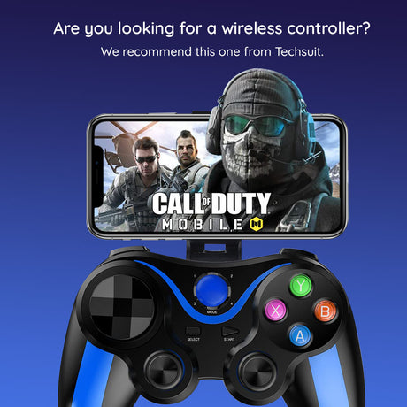 Accesoriu gaming Techsuit Wireless Controller (V13), Bluetooth V4.0, 2.4G, 400mAh, Universal, Albastru