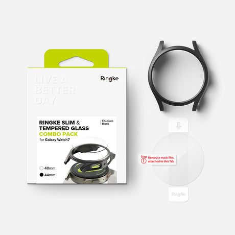 Folie de protectie smartwatch Ringke Slim + Screen Protector compatibil cu Samsung Galaxy Watch7 44mm, Titanium Black