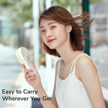 JisuLife Premium Portable Mini Fan Life6 (FA20X), USB-C Rechargeable, 3 Wind Speeds, 4000mAh, Alb