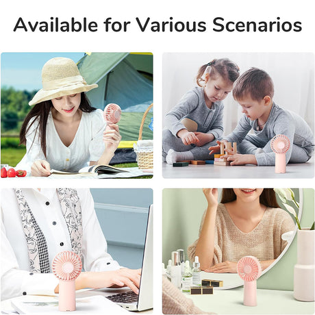 JisuLife Premium Portable Mini Fan Life6 (FA20X), USB-C Rechargeable, 3 Wind Speeds, 4000mAh, Roz