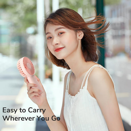 JisuLife Premium Portable Mini Fan Life6 (FA20X), USB-C Rechargeable, 3 Wind Speeds, 4000mAh, Roz