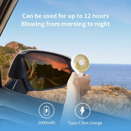 JisuLife Premium Portable Mini Fan Life1 (FA20), USB-C Rechargeable, 3 Wind Speeds, 2000mAh, Alb