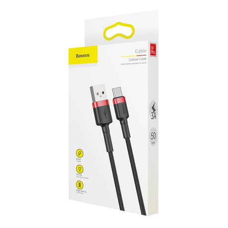 Cablu Baseus Cafule (CATKLF-B91), USB-C, 3A, 1m, Negru
