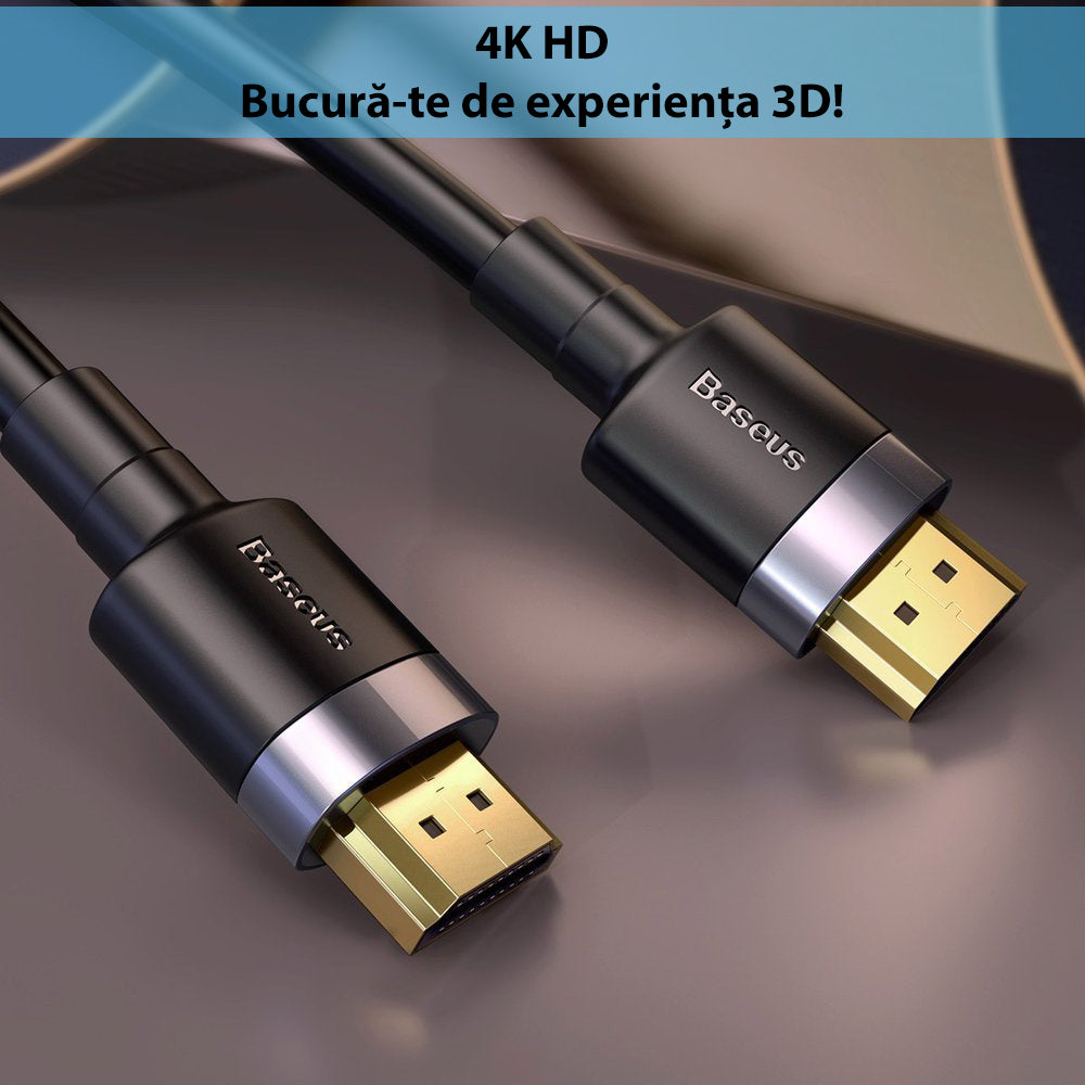 Cablu Baseus Cafule (CADKLF-G01), HDMI, 4K, 3m, Negru