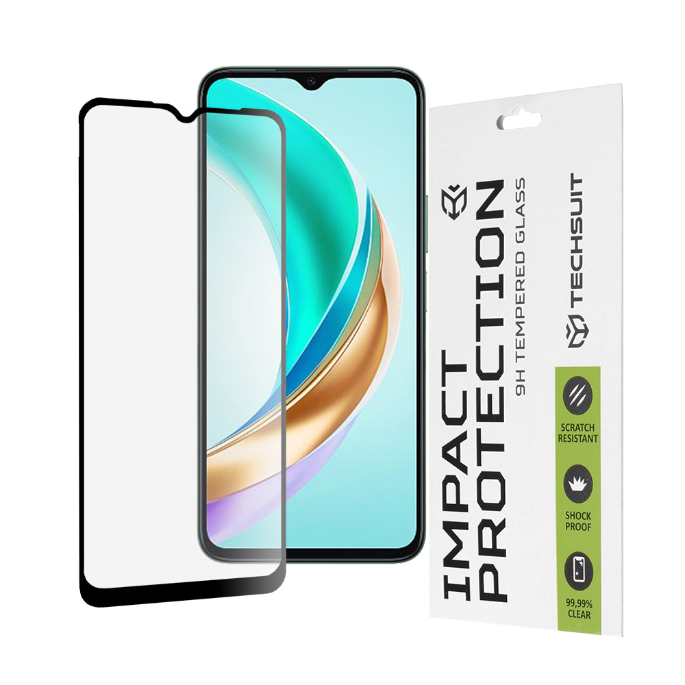 Folie de protectie Techsuit 111D Full Cover / Full Glue Glass compatibil cu Honor X6b, Negru