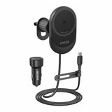 Suport Anker with Wireless Charging MagGo (B2932G11), Magnetic Grip for Air Vent, 360° Rotation, Type-C, 15W, Negru