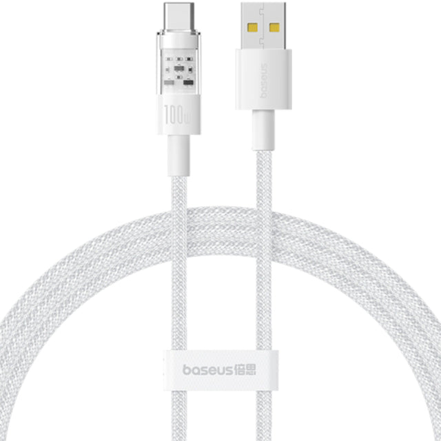 Cablu Baseus Gem (P10373002211-00), USB to Type-C, Super Fast Charging 100W, 1m, Moon White