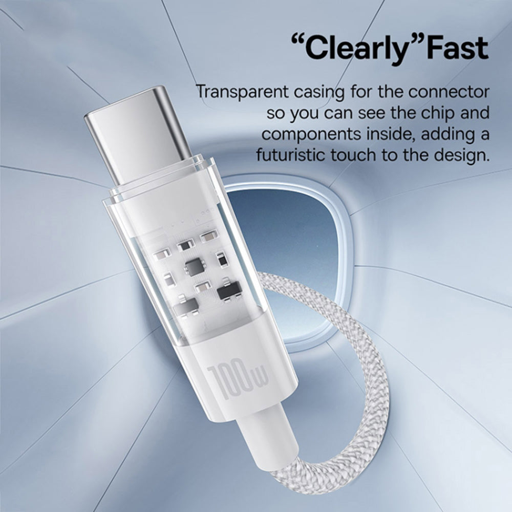 Cablu Baseus Gem (P10373002211-00), USB to Type-C, Super Fast Charging 100W, 1m, Moon White