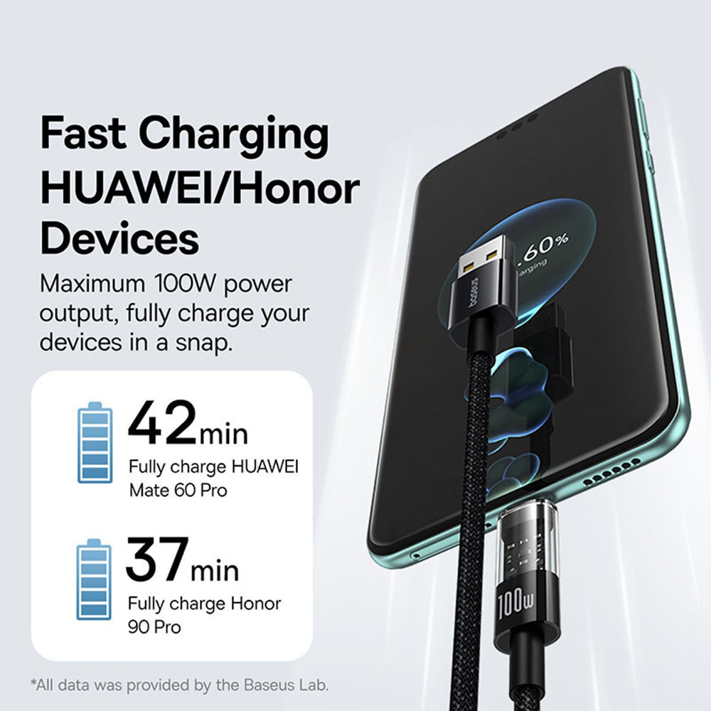 Cablu Baseus Gem (P10373002111-00), USB to Type-C, Super Fast Charging 100W, 1m, Cluster Black