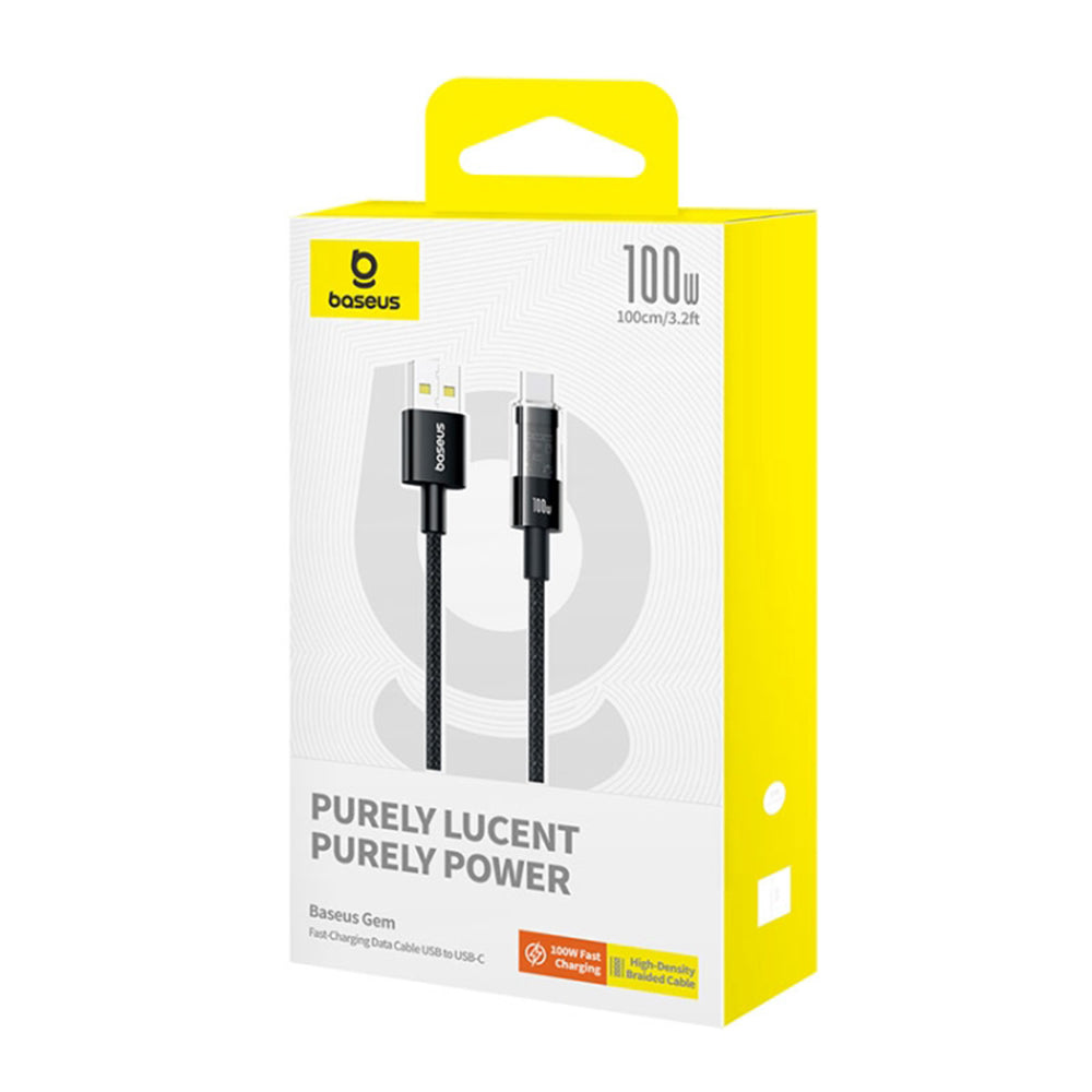Cablu Baseus Gem (P10373002111-00), USB to Type-C, Super Fast Charging 100W, 1m, Cluster Black