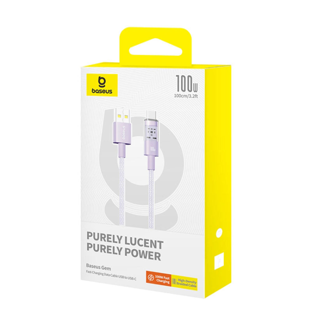 Cablu Baseus Gem (P10373002511-00), USB to Type-C, Super Fast Charging 100W, 1m, Nebula Purple
