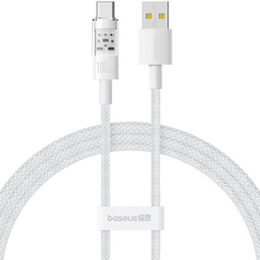 Cablu Baseus Gem (P10373002211-01), USB to Type-C, Super Fast Charging 100W, 2m, Moon White