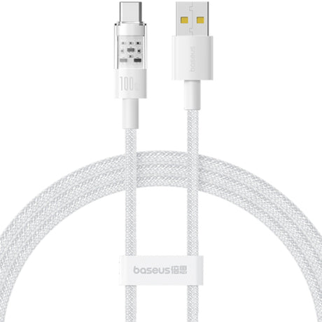 Cablu Baseus Gem (P10373002211-01), USB to Type-C, Super Fast Charging 100W, 2m, Moon White