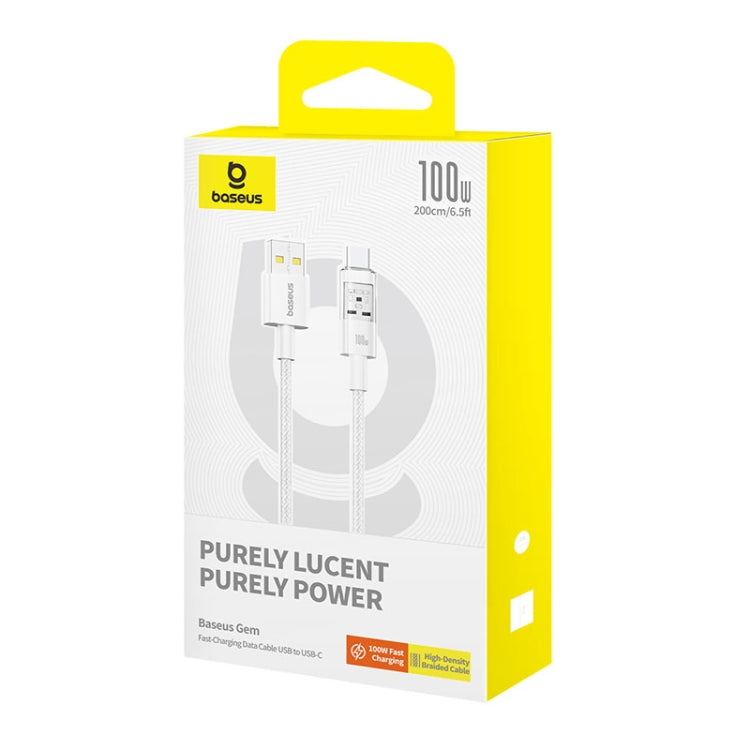 Cablu Baseus Gem (P10373002211-01), USB to Type-C, Super Fast Charging 100W, 2m, Moon White