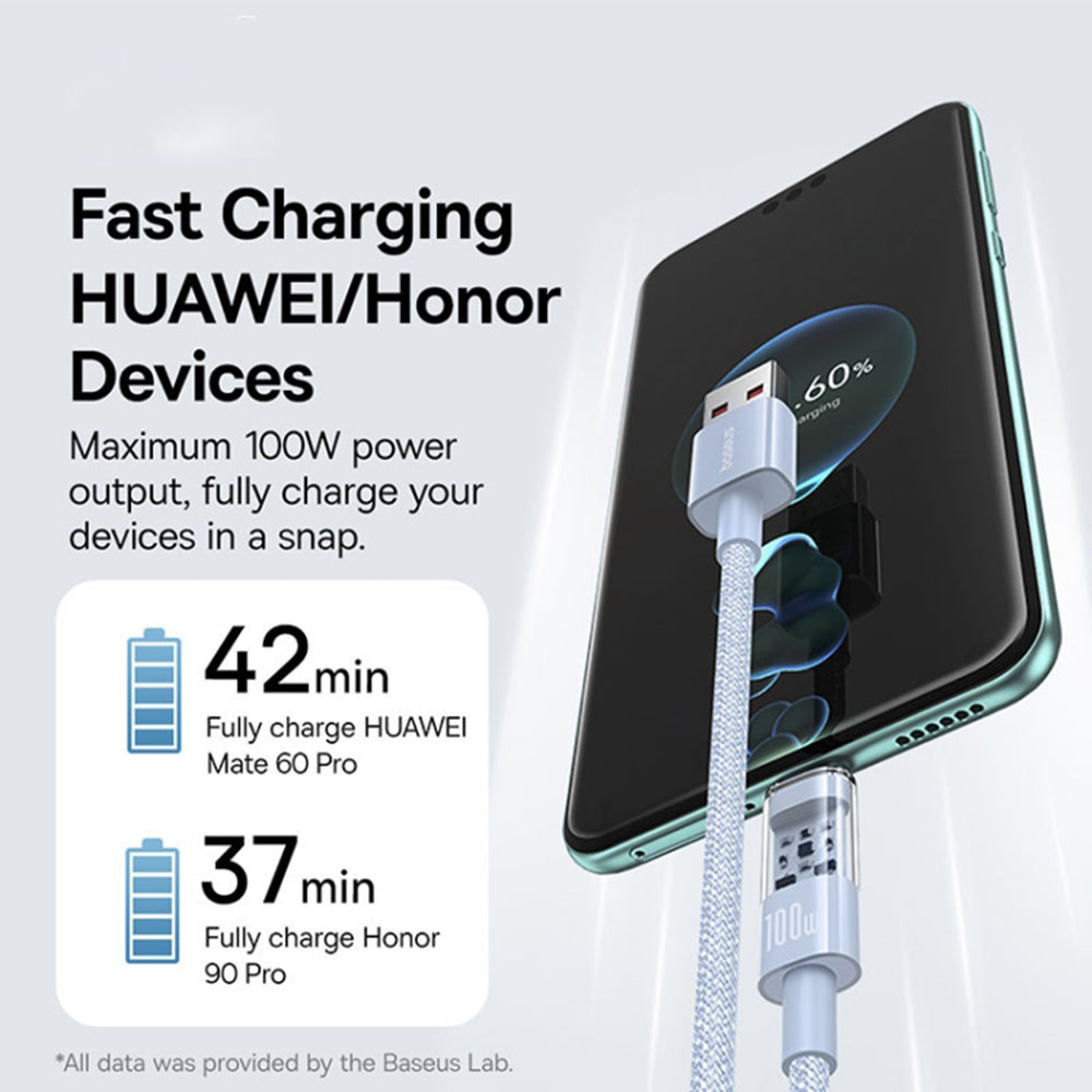 Cablu Baseus Gem (P10373002311-01), USB to Type-C, Super Fast Charging 100W, 2m, Galaxy Blue