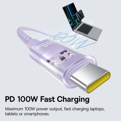 Cablu Baseus Gem (P10373000511-00), Type-C to Type-C, Super Fast Charging 100W, 1m, Nebula Purple
