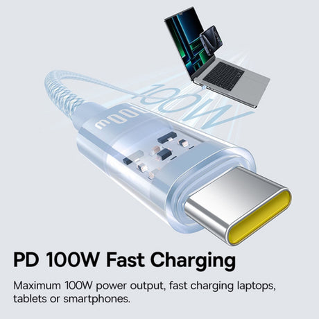 Cablu Baseus Gem (P10373000311-01), Type-C to Type-C, Super Fast Charging 100W, 2m, Galaxy Blue
