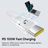 Cablu Baseus Gem (P10373000211-01), Type-C to Type-C, Super Fast Charging 100W, 2m, Moon White