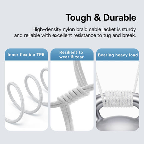Cablu Baseus Gem (P10373000211-01), Type-C to Type-C, Super Fast Charging 100W, 2m, Moon White
