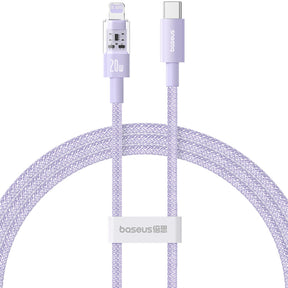 Cablu Baseus Gem (P10373001511-00), USB-C to Lightning, Fast Charging 20W, 1m, Nebula Purple