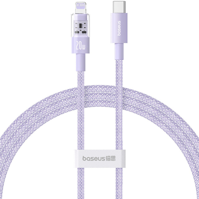 Cablu Baseus Gem (P10373001511-00), USB-C to Lightning, Fast Charging 20W, 1m, Nebula Purple