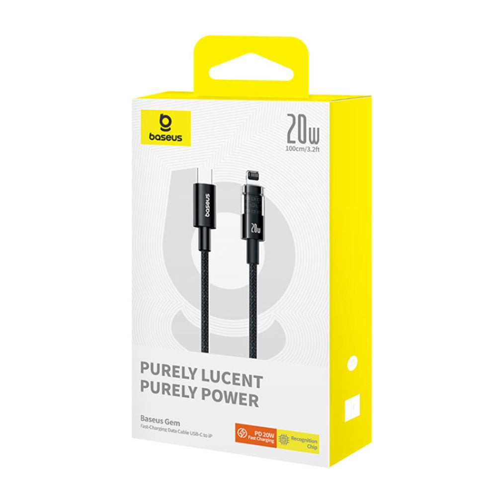 Cablu Baseus Gem (P10373001111-00), USB-C to Lightning, Fast Charging 20W, 1m, Cluster Black