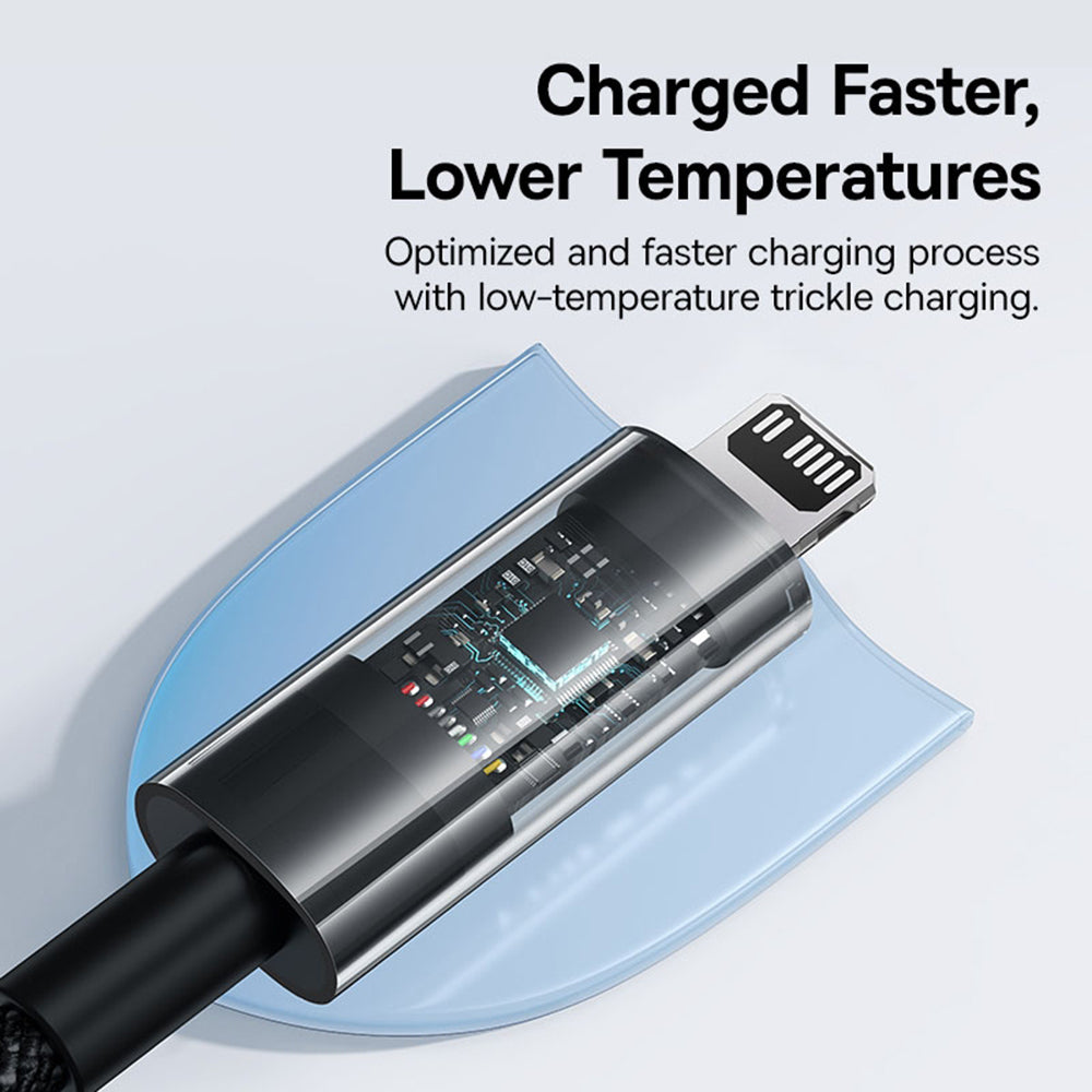 Cablu Baseus Gem (P10373001111-00), USB-C to Lightning, Fast Charging 20W, 1m, Cluster Black