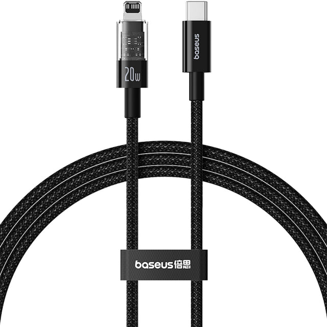 Cablu Baseus Gem (P10373001111-00), USB-C to Lightning, Fast Charging 20W, 1m, Cluster Black