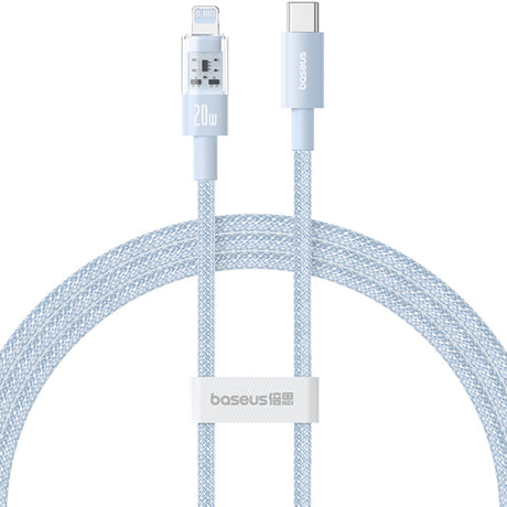 Cablu Baseus Gem (P10373001311-01), USB-C to Lightning, Fast Charging 20W, 2m, Galaxy Blue