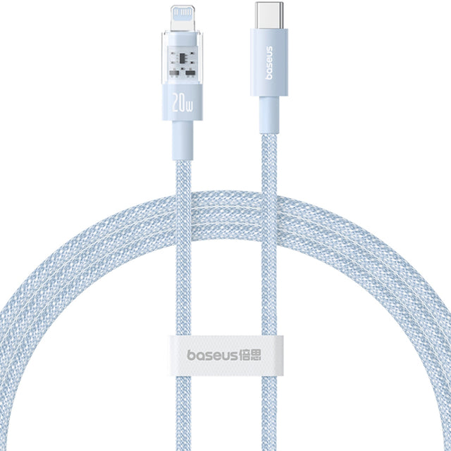 Cablu Baseus Gem (P10373001311-01), USB-C to Lightning, Fast Charging 20W, 2m, Galaxy Blue