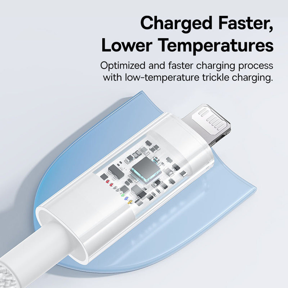 Cablu Baseus Gem (P10373001211-01), USB-C to Lightning, Fast Charging 20W, 2m, Moon White