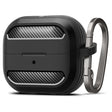 Casti Spigen Protection Case Rugged Armor (ACS08330), for Samsung Galaxy Buds 3 / 3 Pro / 3 FE, Aluminum Holder, Negru