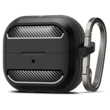Casti Spigen Protection Case Rugged Armor (ACS08330), for Samsung Galaxy Buds 3 / 3 Pro / 3 FE, Aluminum Holder, Negru