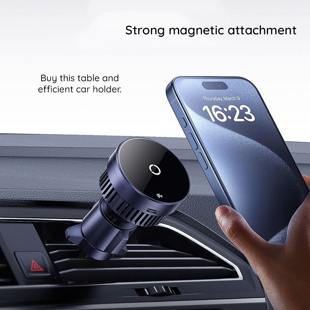 Suport Baseus MagPro Series (C40164100121-01), for Air Vent, Wireless Charging, Qi2.0, 15W, Negru Cosmic