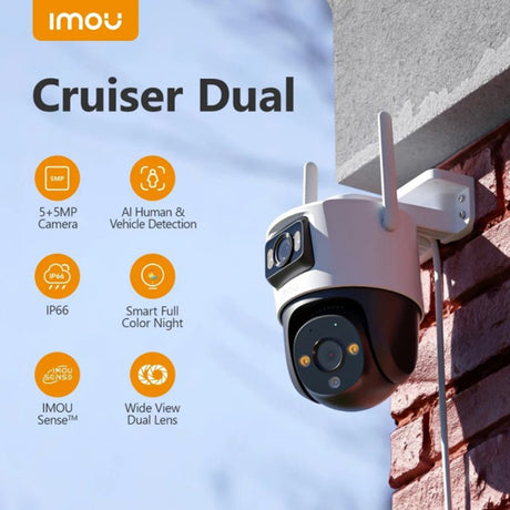 Imou Outdoor Camera Cruiser Dual (IPC-S7XP-10M0WED-0360B), 10MP, Two-way Talk, Human Detection, Night Vision, IP66, Alb