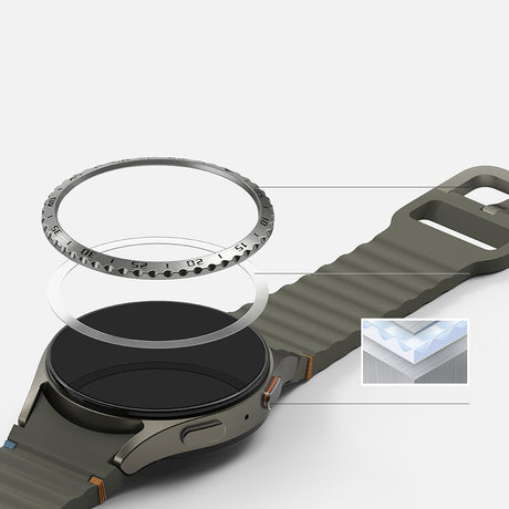 Accesoriu smartwatch Ringke Bezel Styling compatibil cu Samsung Galaxy Watch7 40mm, Argintiu Pattern5 (Cb-Gw7-40-01)