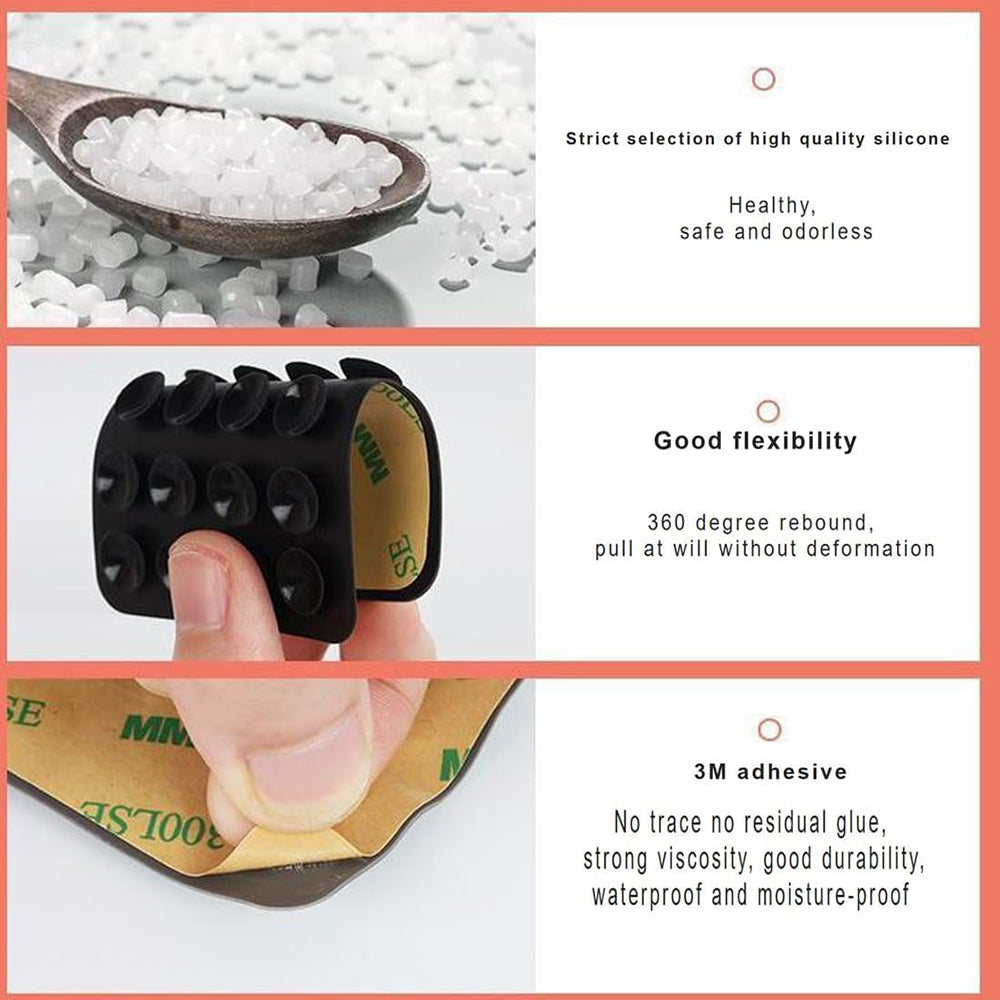 Suport Techsuit Phone (SD-PAD), Suction Pad for Selfies, Silicone, Adhesive Mount, Rectangular Shape, Albastru Inchis