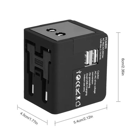 Incarcator Techsuit Travel Adapter (HHT148), PD20W, QC, USB, Type-C, EU, UK, AUS, US, Negru